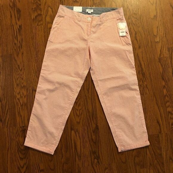 NEW Crown & Ivy Orange / White Seersucker Crops 2 - Picture 1 of 5